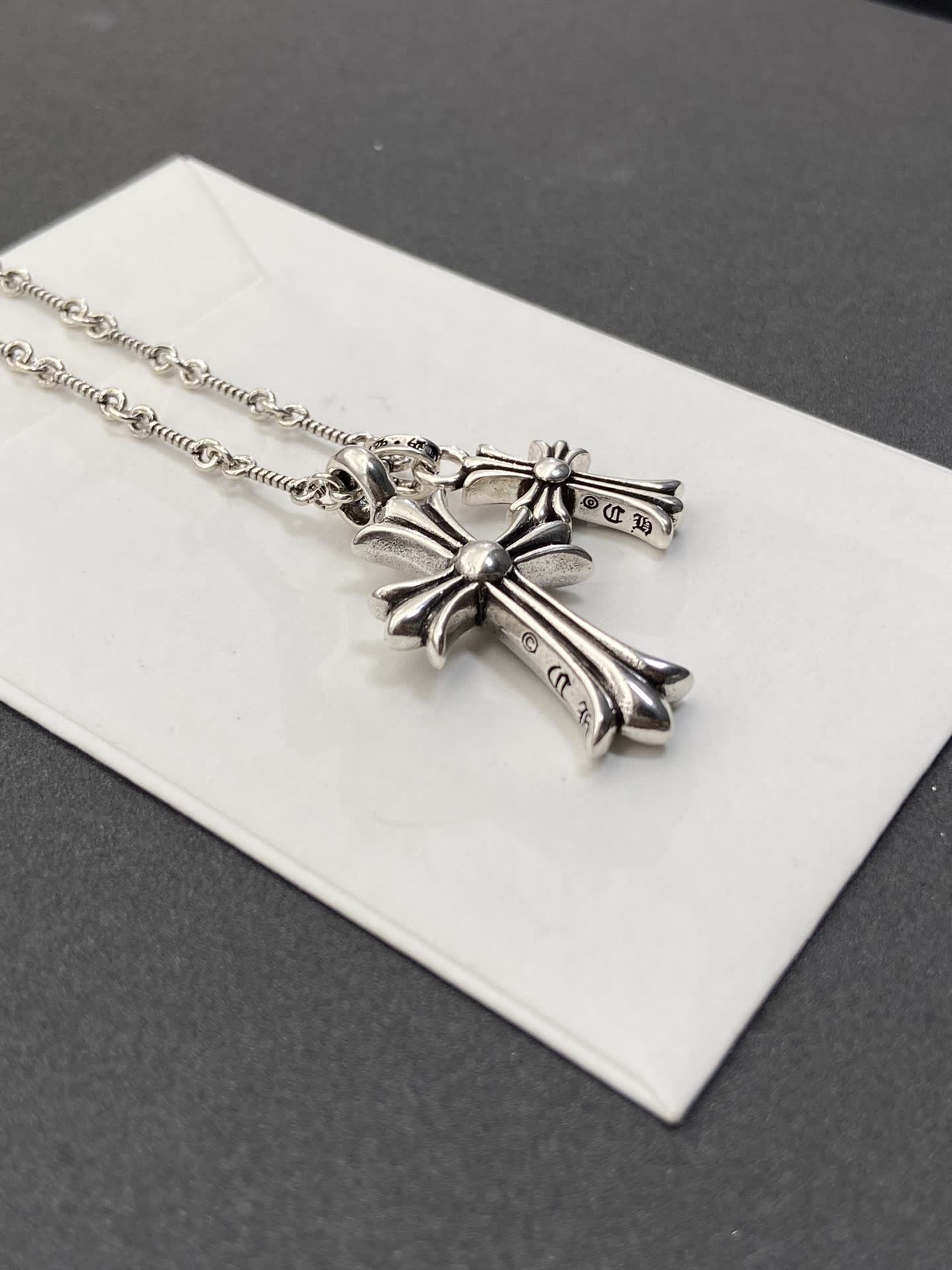 Chrome Hearts Silver Cross Pendant Necklace